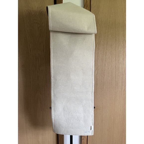 NWOT Rae Dunn Striped Holiday Table Runner With Embroidered "So Very Merry" - Picture 2 of 3